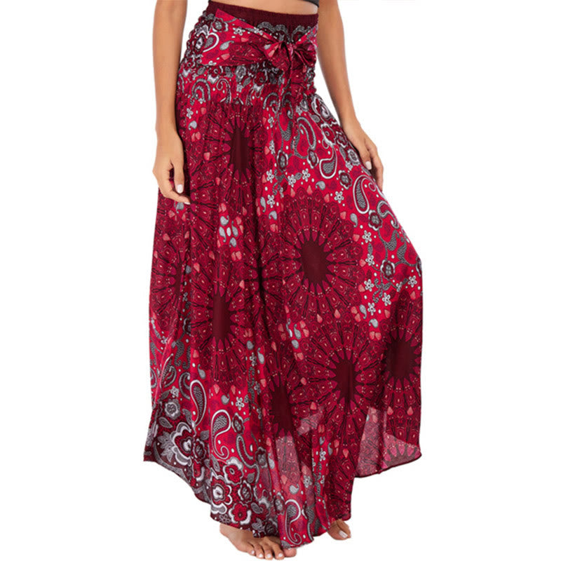 Buddha Stones Two Style Wear Bohemian Mandala Flower Water Drop Lace-up Skirt Dress - IndianRed - US4-12,UK/AU8-16,EU36-44 (F) - image 22