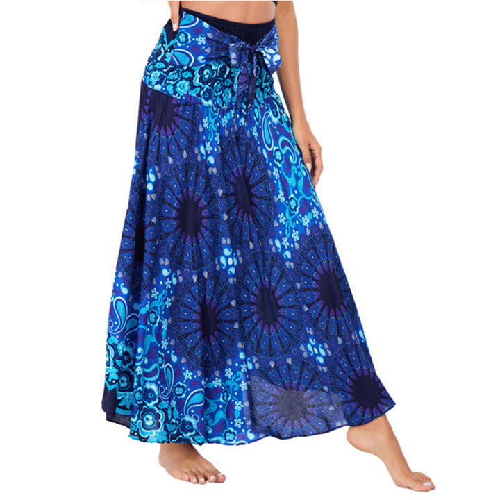 Buddha Stones Two Style Wear Bohemian Mandala Flower Water Drop Lace-up Skirt Dress - DodgerBlue - US4-12,UK/AU8-16,EU36-44 (F) - image 28