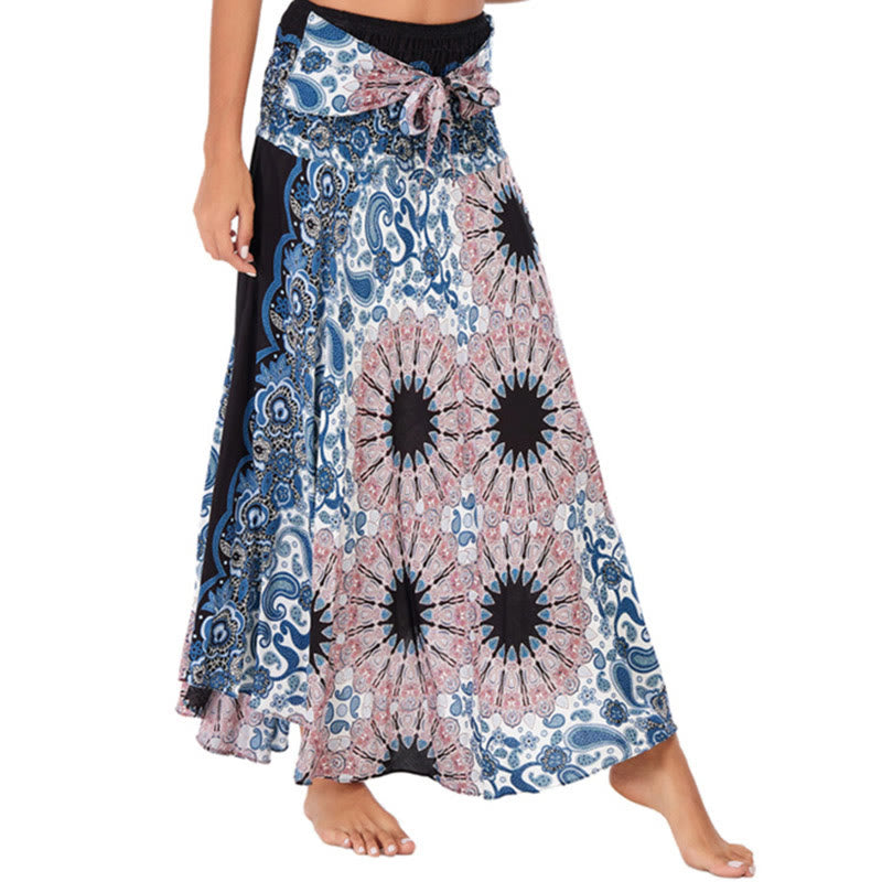 Buddha Stones Two Style Wear Bohemian Mandala Flower Water Drop Lace-up Skirt Dress - Pink - US4-12,UK/AU8-16,EU36-44 (F) - image 8