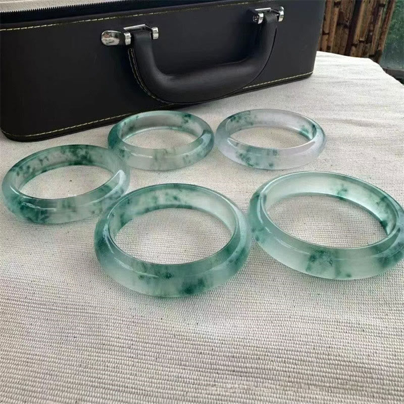 Buddha Stones Natural Jade Floating Flower Luck Bracelet Bangle - image 10