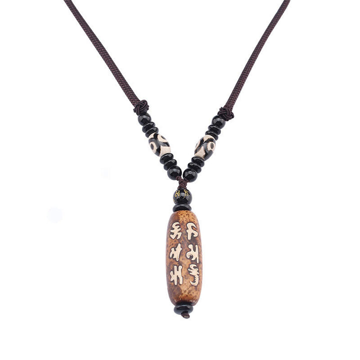 Buddha Stones Tibet Om Mani Padme Hum Dzi Bead Avalokitesvara Pattern Wealth Necklace Pendant - image 13