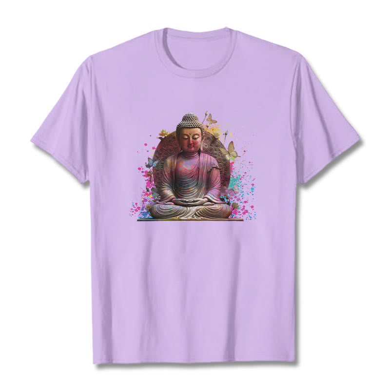 Buddha Stones Butterfly Meditation Buddha Tee T-shirt - Plum - 2XL - image 16