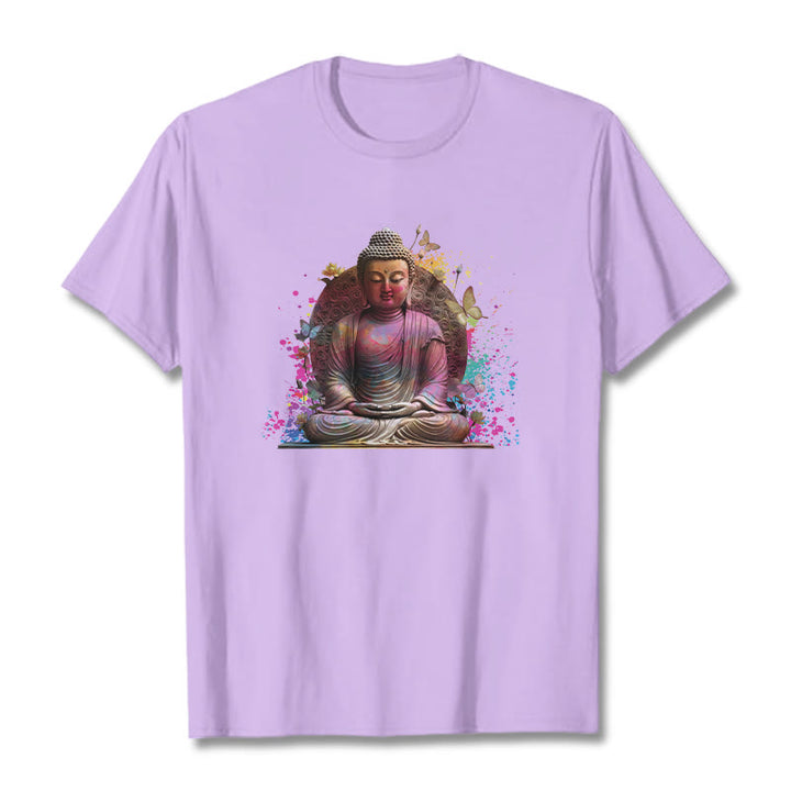 Buddha Stones Butterfly Meditation Buddha Tee T-shirt - Plum - 2XL - image 16
