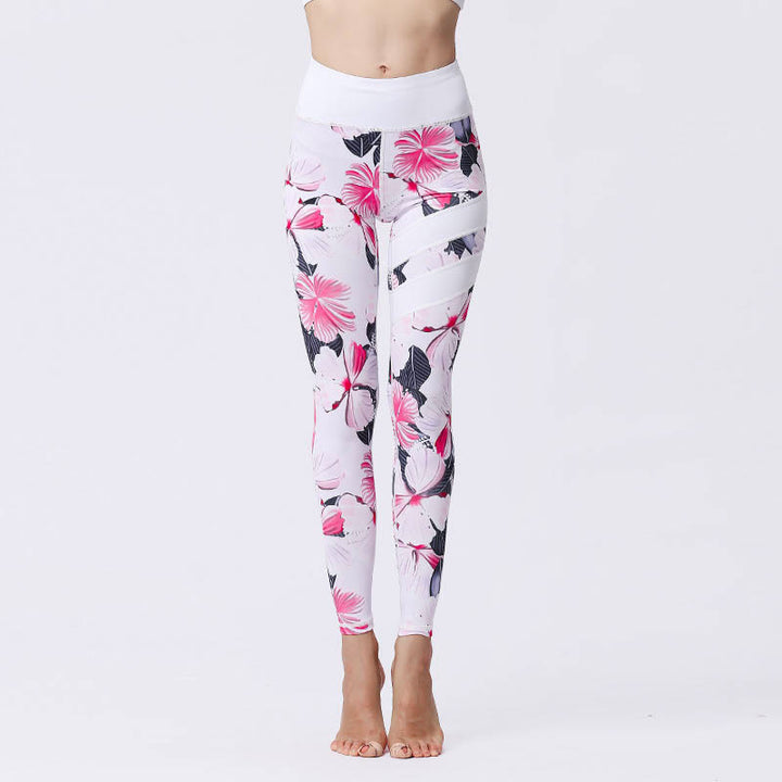 Buddha Stones Flower Petal Leaves Print Sports Exercise Fitness High Waist Leggings Women's Yoga Pants - LavenderBlush - US8-10,UK/AU12-14,EU40-42 (XL) - image 7