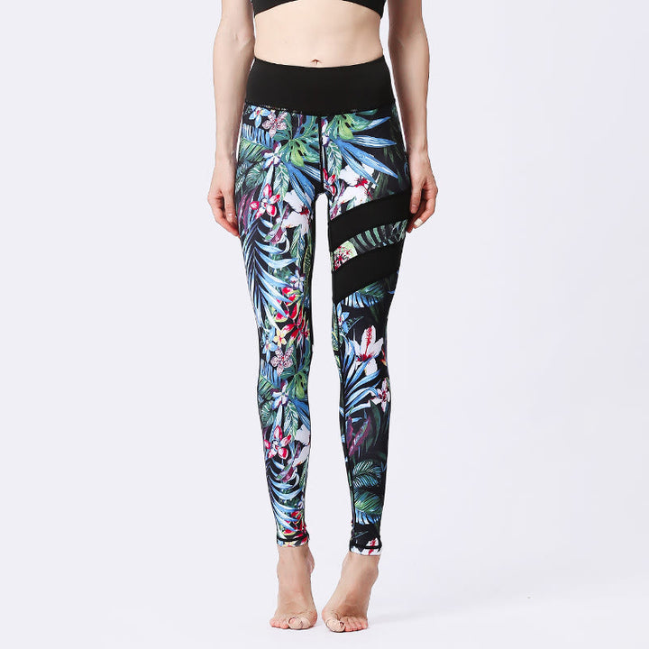 Buddha Stones Flower Petal Leaves Print Sports Exercise Fitness High Waist Leggings Women's Yoga Pants - CornflowerBlue - US8-10,UK/AU12-14,EU40-42 (XL) - image 19