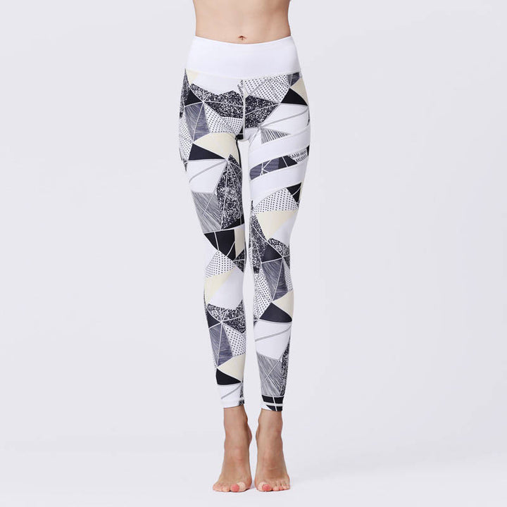 Buddha Stones Flower Petal Leaves Print Sports Exercise Fitness High Waist Leggings Women's Yoga Pants - Snow - US8-10,UK/AU12-14,EU40-42 (XL) - image 43