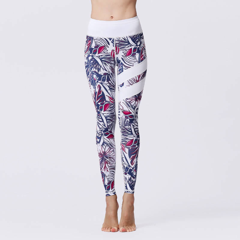 Buddha Stones Flower Petal Leaves Print Sports Exercise Fitness High Waist Leggings Women's Yoga Pants - Lavender - US8-10,UK/AU12-14,EU40-42 (XL) - image 47