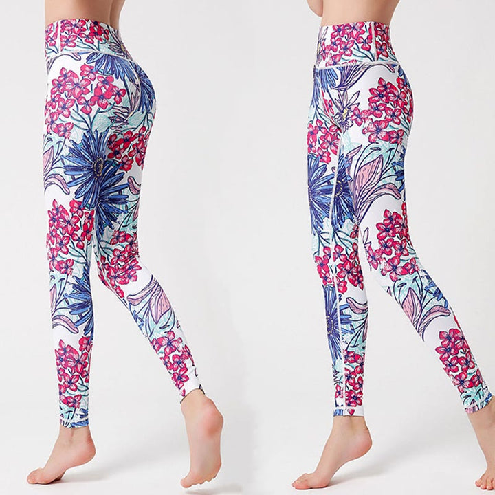 Buddha Stones Colorful Flower Petal Leaves Print Sports Exercise Fitness High Waist Leggings Women's Yoga Pants - image 10