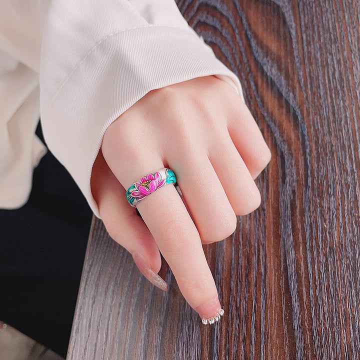 Buddha Stones 925 Sterling Silver Lotus Flower Heart Sutra Enlightenment Ring - image 9