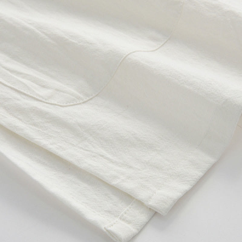 Buddha Stones Chinese Frog-Button Tang Suit Men's Short Sleeve Shirt Cotton Linen Clothing With Pockets - image 5