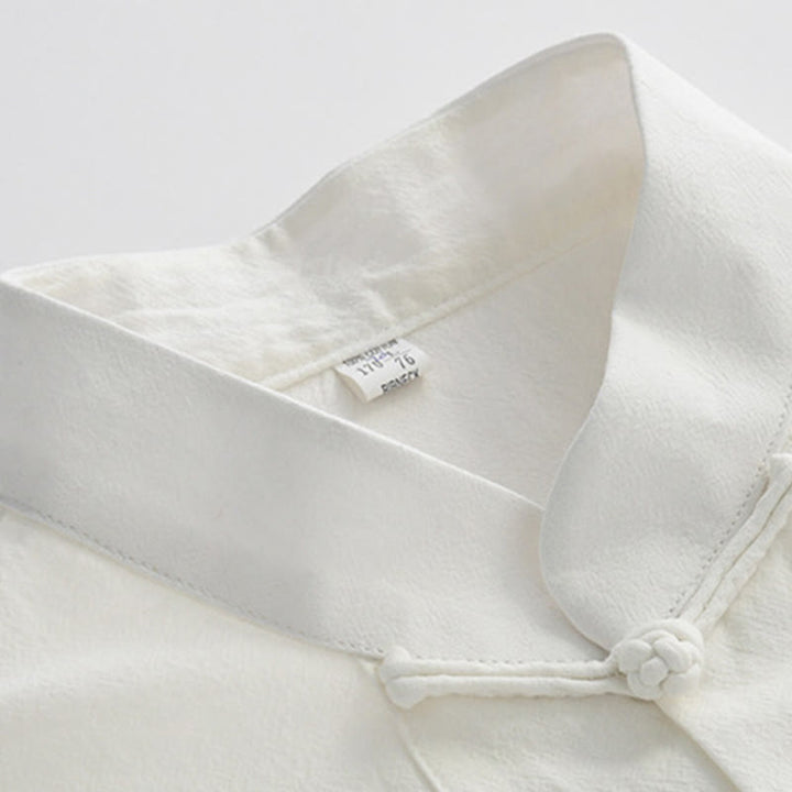 Buddha Stones Chinese Frog-Button Tang Suit Men's Short Sleeve Shirt Cotton Linen Clothing With Pockets - image 3