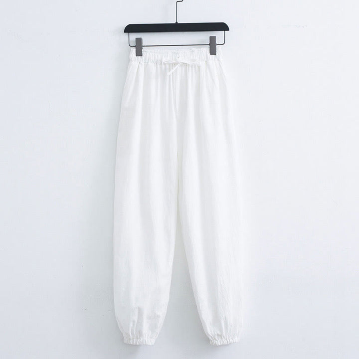 Buddha Stones Solid Color Cotton Linen Casual Men's Harem Pants With Pockets - White - US/UK/AU44,EU54 (4XL) - image 6