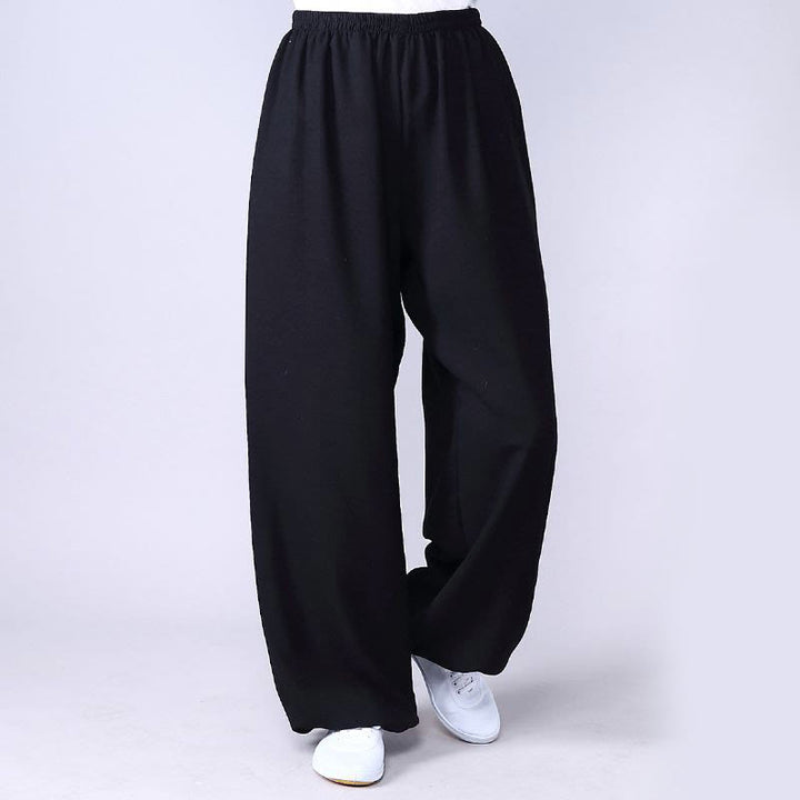 Buddha Stones Summer Elastic Waist Tai Chi Qigong Practice Cotton Linen Unisex Pants - Black - 3XL-FIT FOR US/UK/AU/EU-2XL - image 3