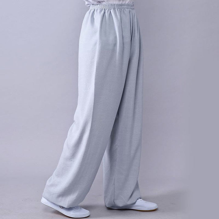 Buddha Stones Summer Elastic Waist Tai Chi Qigong Practice Cotton Linen Unisex Pants - LightGrey - 3XL-FIT FOR US/UK/AU/EU-2XL - image 15