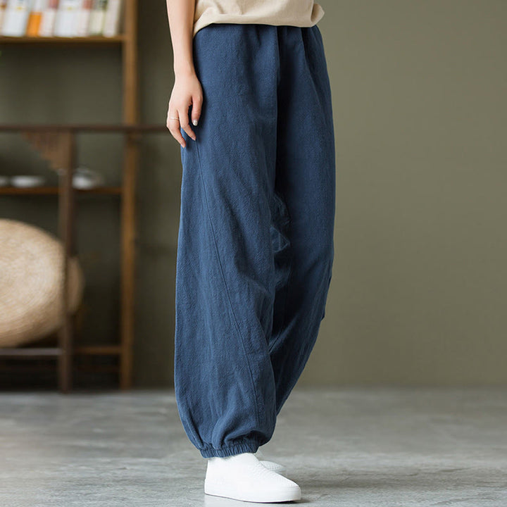 Buddha Stones Plain Color Ramie Linen Cotton Pants With Pockets - image 43