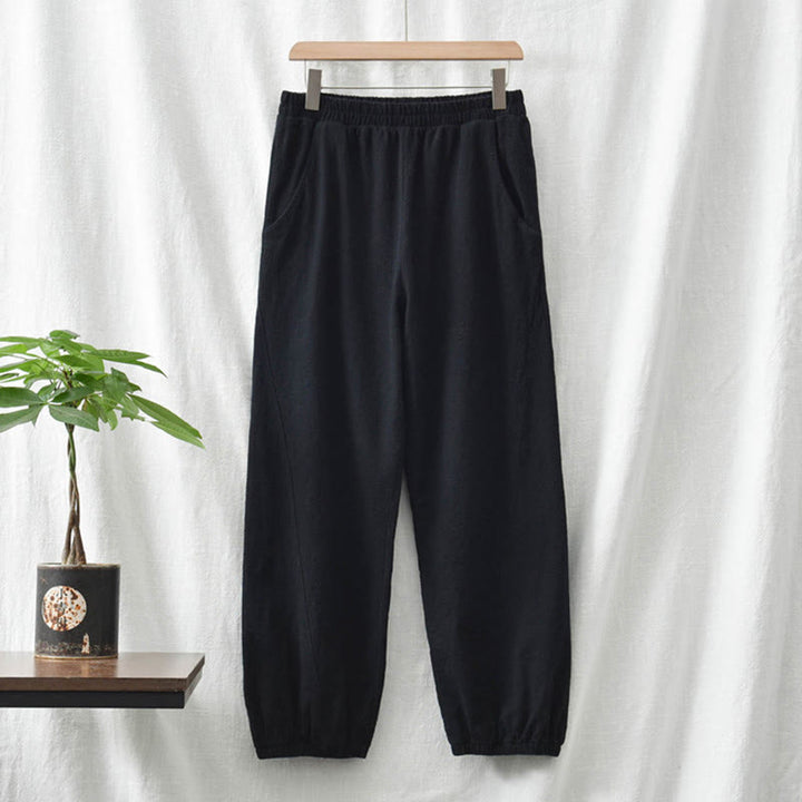 Buddha Stones Plain Color Ramie Linen Cotton Pants With Pockets - image 41