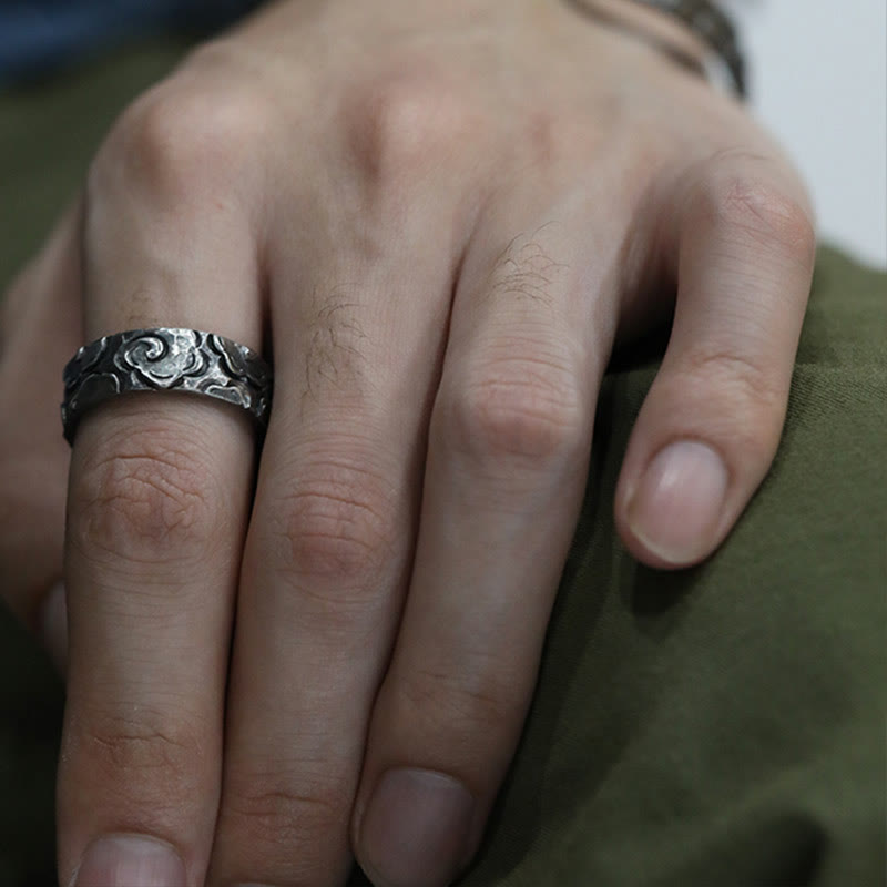 Buddha Stones 999 Sterling Silver Auspicious Clouds Adjustable Protection Ring - image 2