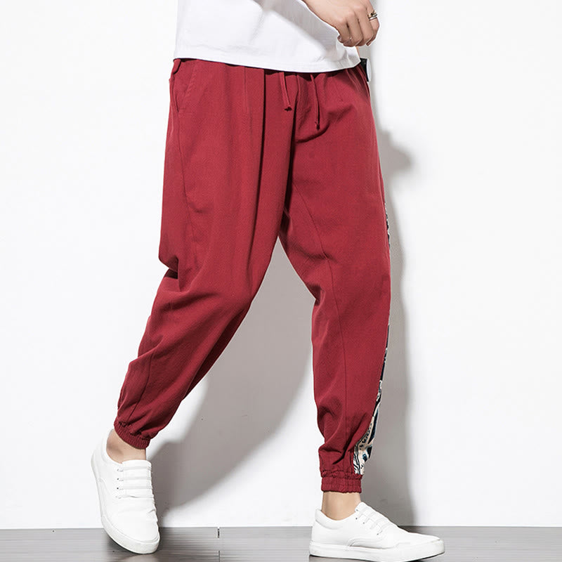 Buddha Stones Summer Dragon Waves Cotton Men's Pants With Pockets - image 25