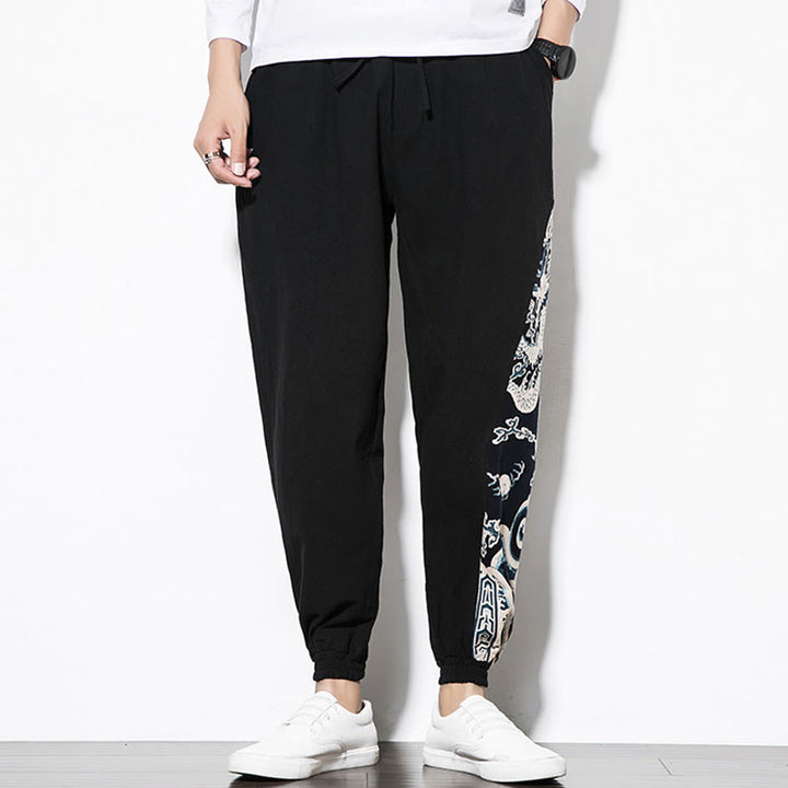 Buddha Stones Summer Dragon Waves Cotton Men's Pants With Pockets - image 10