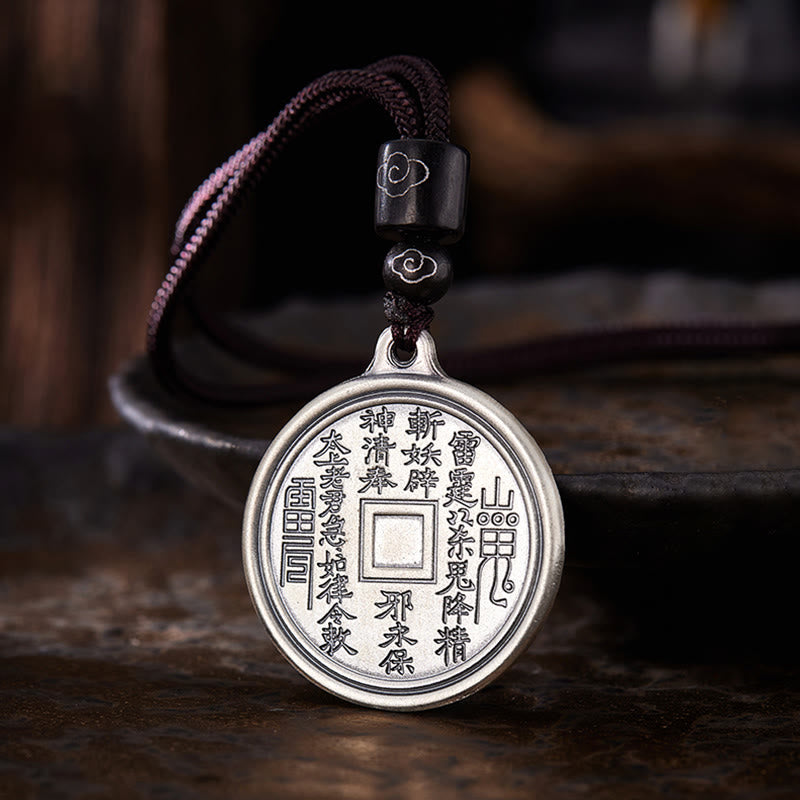 Buddha Stones 999 Sterling Silver Tai Chi Yin Yang Bagua Design Mountain Ghosts Spend Money Necklace Pendant - image 2