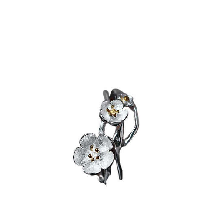 Buddha Stones 925 Sterling Silver Plum Bossom Balance Ring - image 4