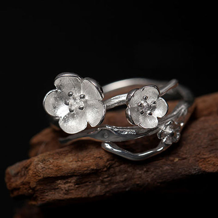 Buddha Stones 925 Sterling Silver Plum Bossom Balance Ring - image 12