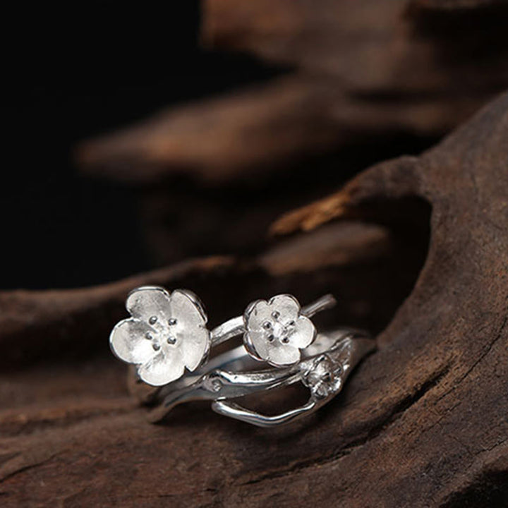 Buddha Stones 925 Sterling Silver Plum Bossom Balance Ring - image 10