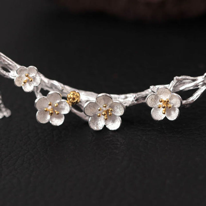 Buddha Stones 925 Sterling Silver Plum Bossom Protection Necklace Pendant - image 10