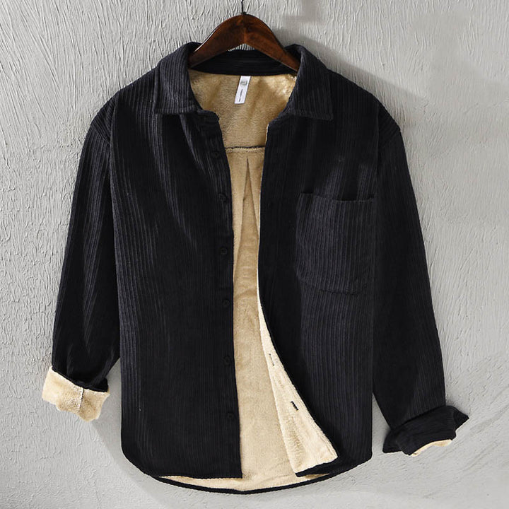 Buddha Stones Men's Long Sleeve Turn-down Collar With Pocket Corduroy Comfortable Shirt - Black - US/UK/AU42,EU52 (3XL) - image 17