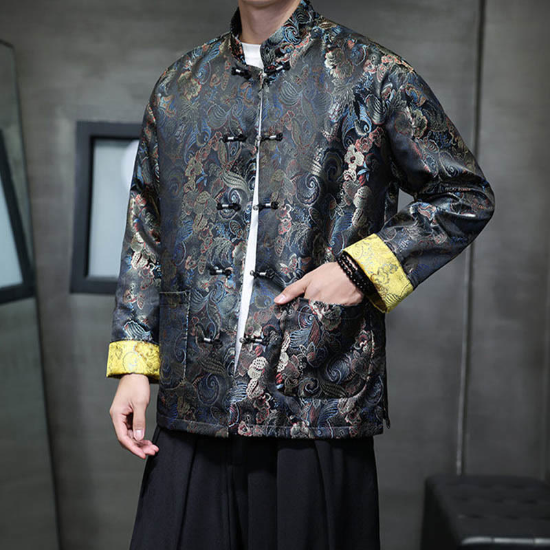 Buddha Stones Frog-Button Chinese Tang Suit Stand Collar Long Shirt Men Jacket Clothing - image 5
