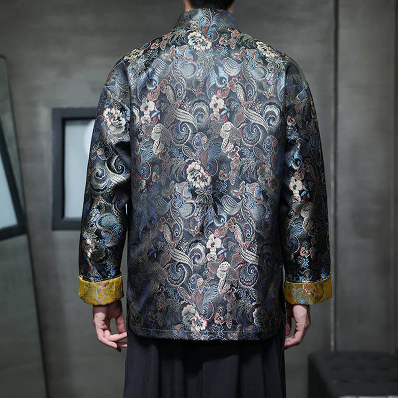 Buddha Stones Frog-Button Chinese Tang Suit Stand Collar Long Shirt Men Jacket Clothing - image 3