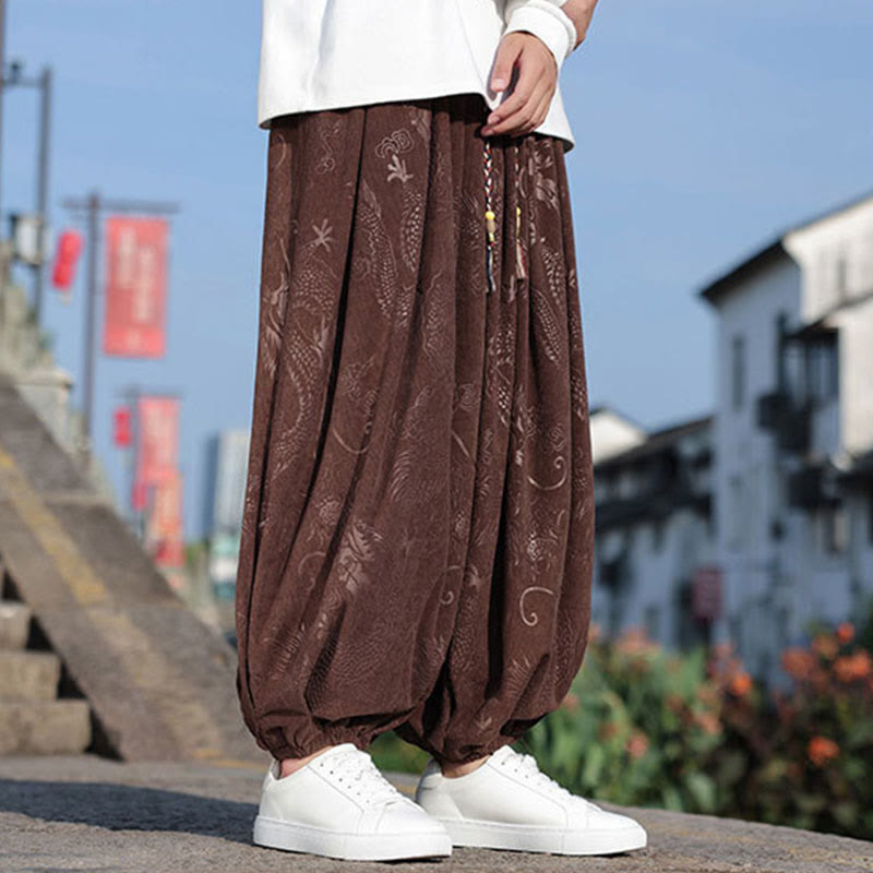 Buddha Stones Dragon Design Casual Plain Cotton Men's Pants With Pockets - image 6