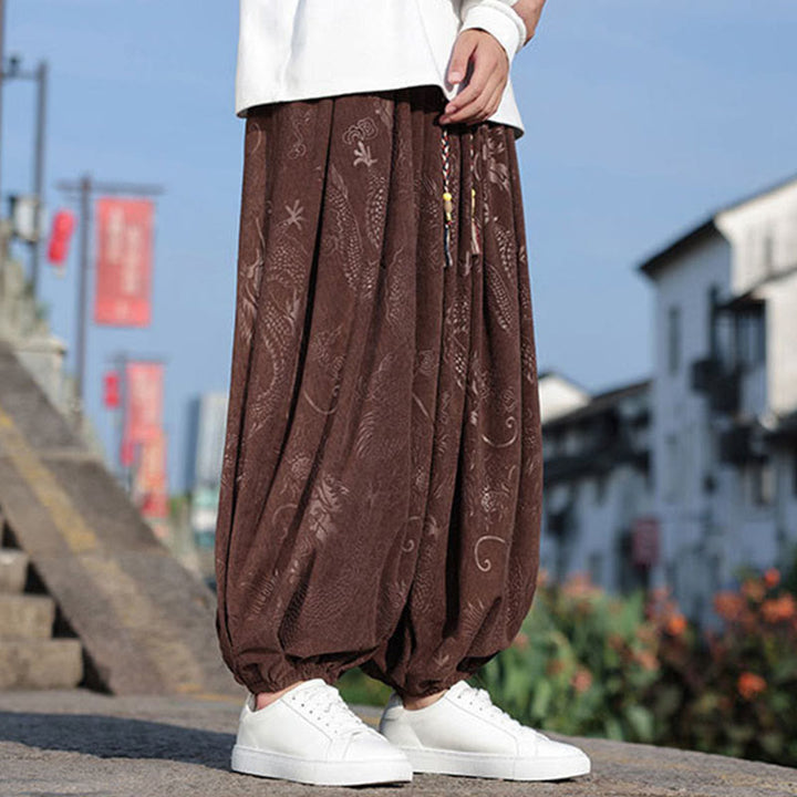 Buddha Stones Dragon Design Casual Plain Cotton Men's Pants With Pockets - image 6