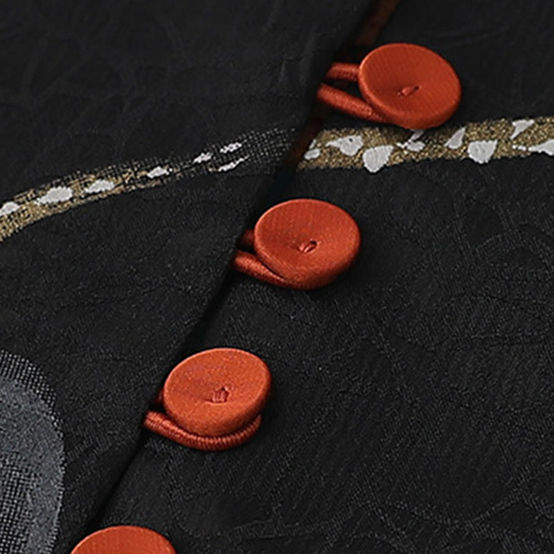 Buddha Stones Vintage Embroidery Jacquard Weave Flower Pattern Vest - image 5