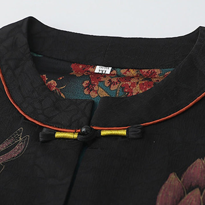 Buddha Stones Vintage Embroidery Jacquard Weave Flower Pattern Vest - image 4