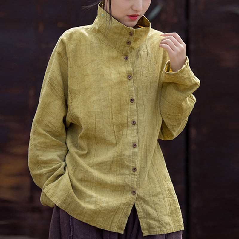 Buddha Stones Turtleneck Dyeing Ramie Cotton Chinese Style Cardigan Clothing - Goldenrod - US4-8/10,UK/AU8-12/14,EU36-40/42 (F) - image 0