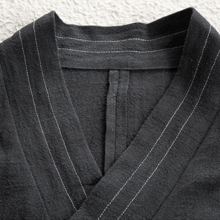 Buddha Stones Simple Fall Lace-up Cotton Linen Men Jacket Coat Zen Clothing - image 8