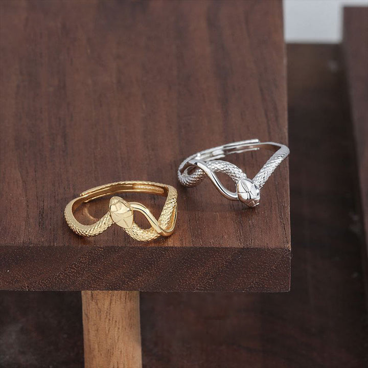 Buddha Stones 925 Sterling Silver Year Of The Snake Adjustable Clam Ring - image 4