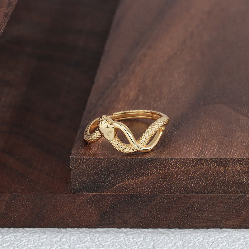 Buddha Stones 925 Sterling Silver Year Of The Snake Adjustable Clam Ring - Gold Adjustable(Inner Diameter 11mm-19mm) - image 7