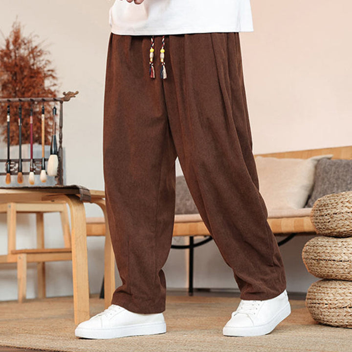 Buddha Stones Fall Winter Men's Drawstring Corduroy Solid Pants With Pockets - Sienna - US/UK/AU46,EU56 (5XL) - image 23