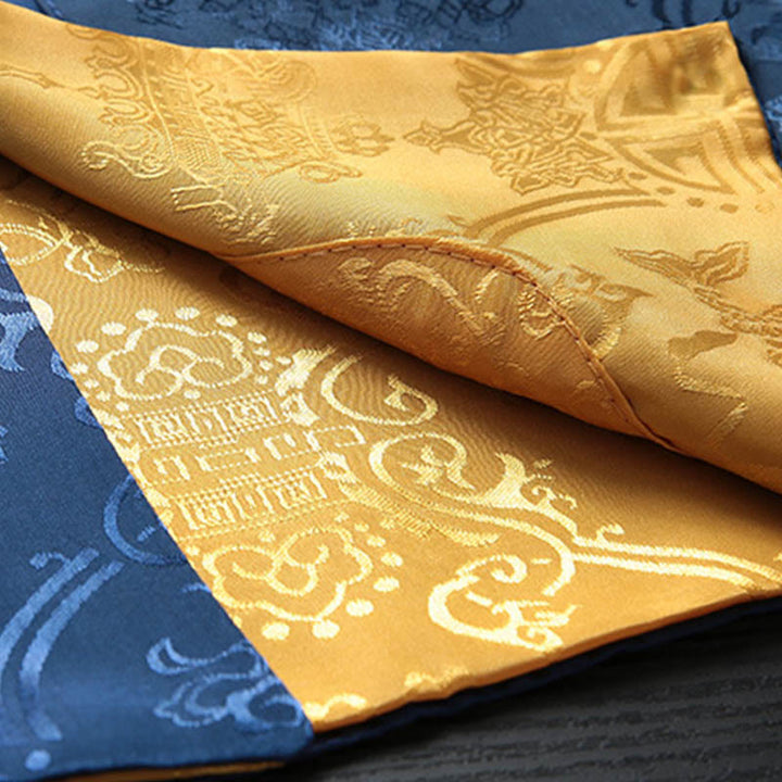 Buddha Stones 2Pcs Men's Tang Suit Koi Fish Pattern Frog-Button Long Sleeve Shirt Pants Set - image 14