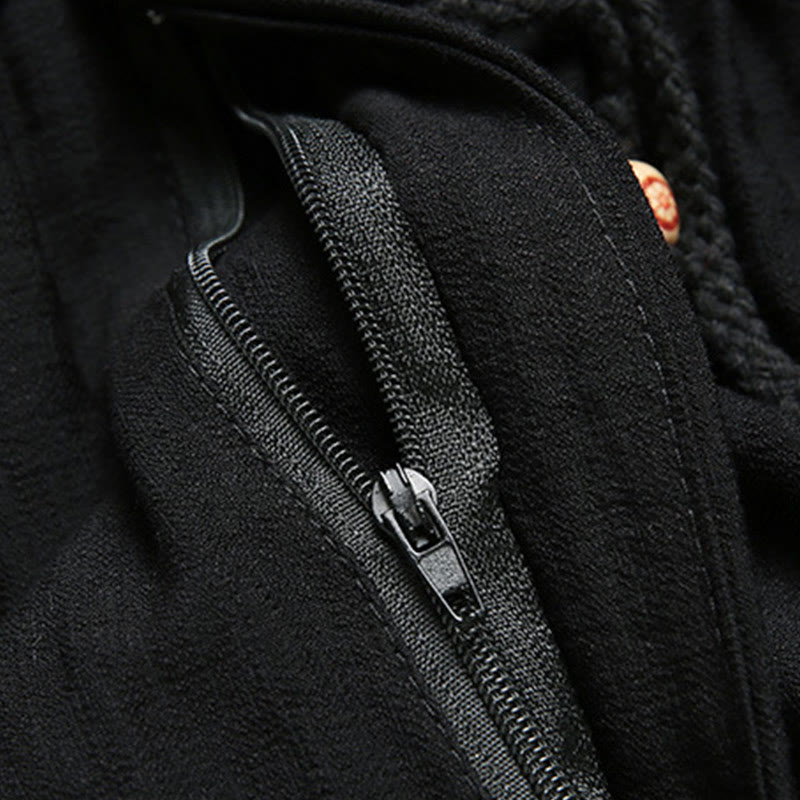 Buddha Stones 2Pcs Men's Tang Suit Koi Fish Pattern Frog-Button Long Sleeve Shirt Pants Set - image 3