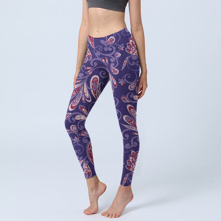 Buddha Stones Purple Flower Petals Print Gym Fitness Leggings Women's Yoga Pants - MediumPurple - US18,UK/AU22,EU50 (4XL) - image 1