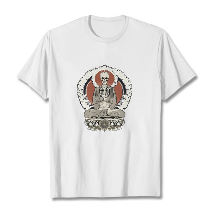 Buddha Stones Skeleton Pattern Tee T-shirt - White - 2XL - image 6