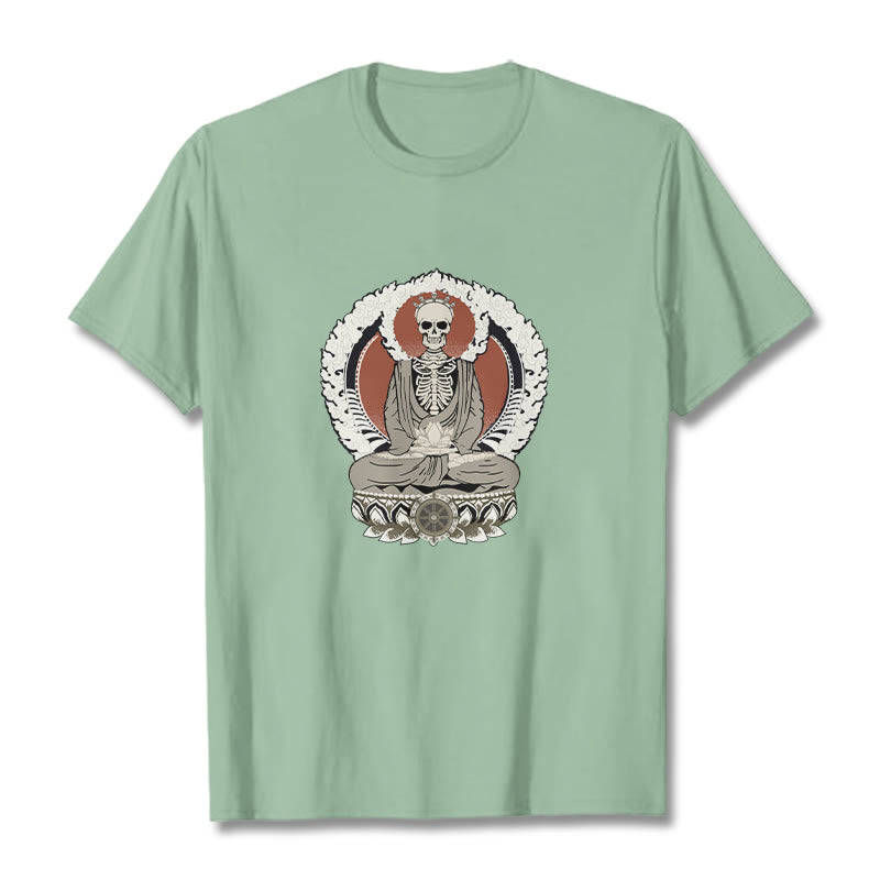 Buddha Stones Skeleton Pattern Tee T-shirt - PaleGreen - 2XL - image 15