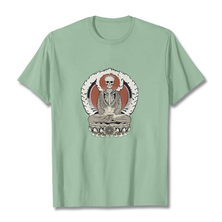 Buddha Stones Skeleton Pattern Tee T-shirt - PaleGreen - 2XL - image 15