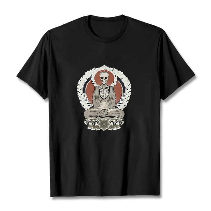 Buddha Stones Skeleton Pattern Tee T-shirt - Black - 2XL - image 1