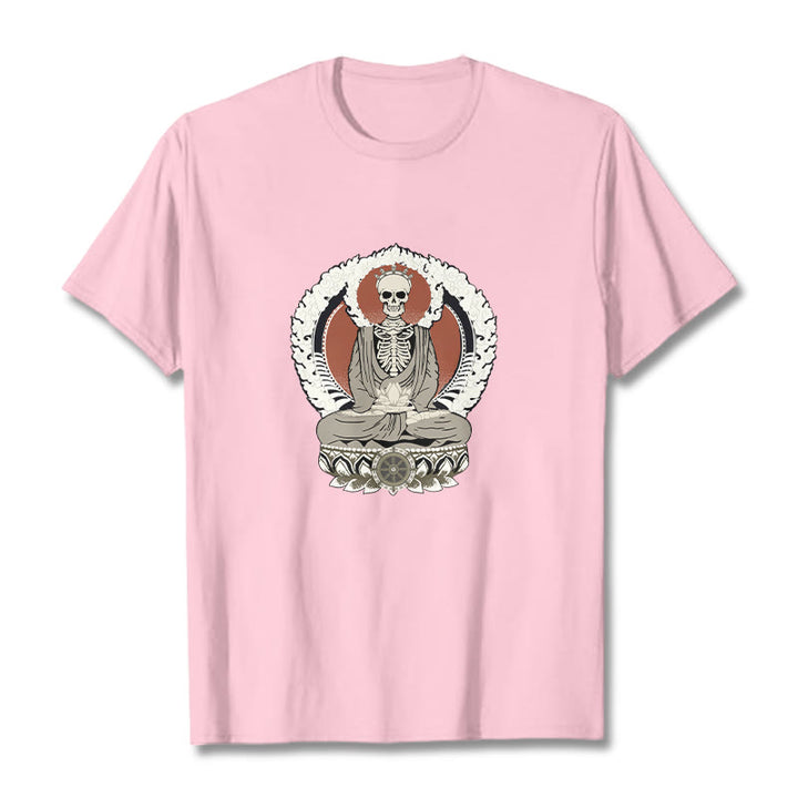 Buddha Stones Skeleton Pattern Tee T-shirt - LightPink - 2XL - image 13