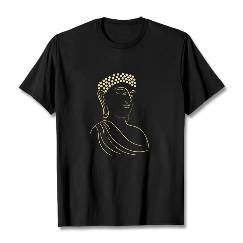 Buddha Stones Meditating Buddha Pattern Tee T-shirt - Black - 2XL - image 1