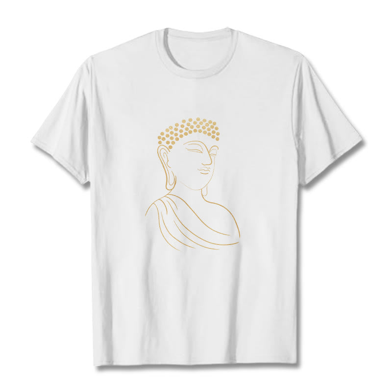 Buddha Stones Meditating Buddha Pattern Tee T-shirt - White - 2XL - image 6